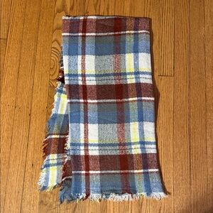 Plaid Scarf with Fringe